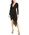 Vince Camuto Women's Faux Wrap Glitter Dress Black Size 4