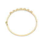 14K Yellow Gold Alternating Bezel Set 5MM Oval Shaped Tanzanite and 1/5 Cttw Diamond Bangle Bracelet (H-I Color, VS2-SI1 Clarity) - Fit's wrists up to 7.25" Inches