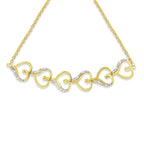 14K Yellow Gold Plated .925 Sterling Silver Diamond Accent Heart Link Bolo Bracelet (H-I Color, I2-I3 Clarity)