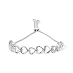 .925 Sterling Silver 1/10 Cttw Diamond Heart Link Bolo Bracelet (I-J Color, I2-I3 Clarity)