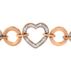 10K Rose Gold over .925 Sterling Silver 1/10 Cttw Round-Cut Diamond Heart Link Adjustable Bolo Bracelet (H-I Color, I2-I3 Clarity) - 6"-9" Adjustable