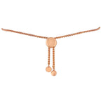 10K Rose Gold over .925 Sterling Silver 1/10 Cttw Round-Cut Diamond Heart Link Adjustable Bolo Bracelet (H-I Color, I2-I3 Clarity) - 6"-9" Adjustable