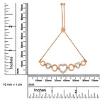 10K Rose Gold over .925 Sterling Silver 1/10 Cttw Round-Cut Diamond Heart Link Adjustable Bolo Bracelet (H-I Color, I2-I3 Clarity) - 6"-9" Adjustable