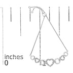 .925 Sterling Silver 1/10 Cttw Round-Cut Diamond Heart-Link Adjustable Bolo Bracelet ( H-I Color, I2-I3 Clarity) - 6"-9" Adjustable
