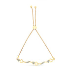 14K Yellow Gold Plated .925 Sterling Silver Diamond Accent Heart and Wave Link Bolo Bracelet (I-J Color, I2-I3 Clarity) - 6" to 9" Adjustable