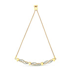 14K Yellow Gold Plated .925 Sterling Silver 1/10 Cttw Diamond Wave and Hearts Bolo Bracelet (I-J Color, I2-I3 Clarity) - 4"-10" Adjustable
