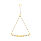 14K Yellow Gold Plated .925 Sterling Silver Channel Set Diamond Accent Twist 4â€-10â€ Adjustable Bolo Bracelet (I-J Color, I3 Clarity)