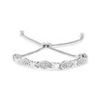 14K Yellow Gold Plated .925 Sterling Silver Diamond Accent Alternating Marquise Shape and Heart Links Bolo Bracelet (I-J Color, I3 Clarity) - Adjustable 6" to 9"
