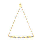 14K Yellow Gold Plated .925 Sterling Silver Diamond Accent Alternating Marquise Shape and Heart Links Bolo Bracelet (I-J Color, I3 Clarity) - Adjustable 6" to 9"
