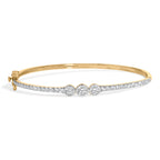 10K Yellow Gold Plated .925 Sterling Silver 2.0 Cttw Lab Grown Diamond Bezel Set Bangle Bracelet
