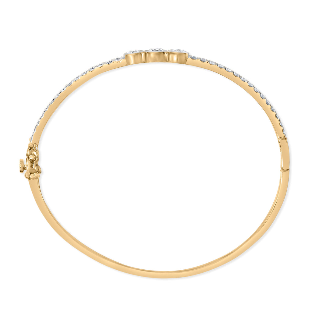 10K Yellow Gold Plated .925 Sterling Silver 2.0 Cttw Lab Grown Diamond Bezel Set Bangle Bracelet