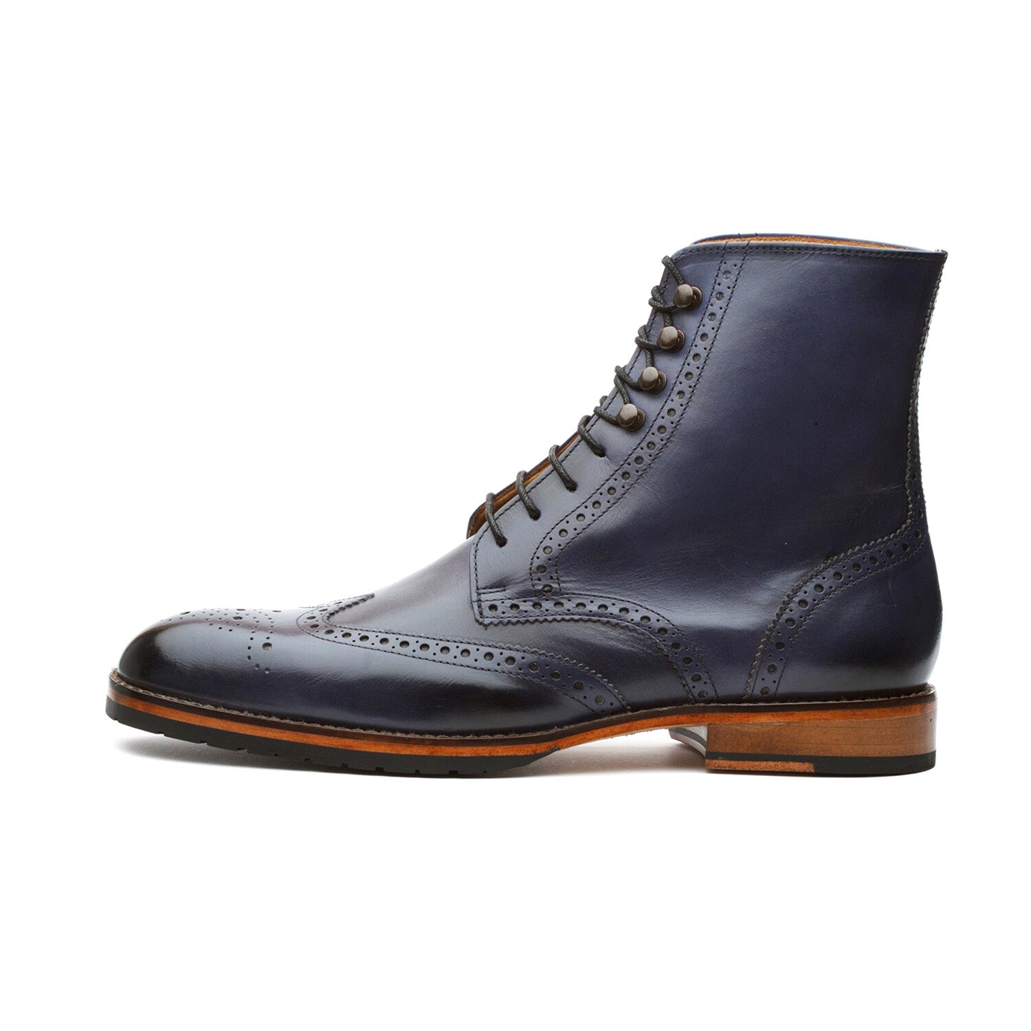 Leather Wingtip Brogue Boot // Blue