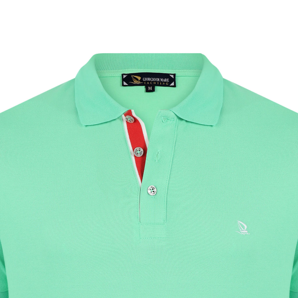 Ross Short Sleeve Polo Shirt // Mint + Ecru