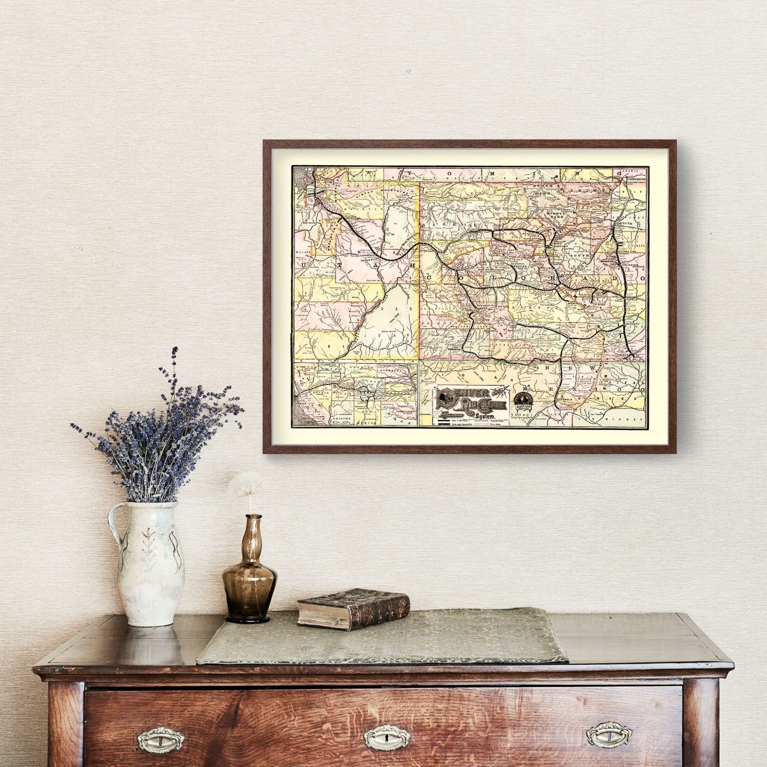 Vintage Map of Denver & Rio Grande Railroad System 1883