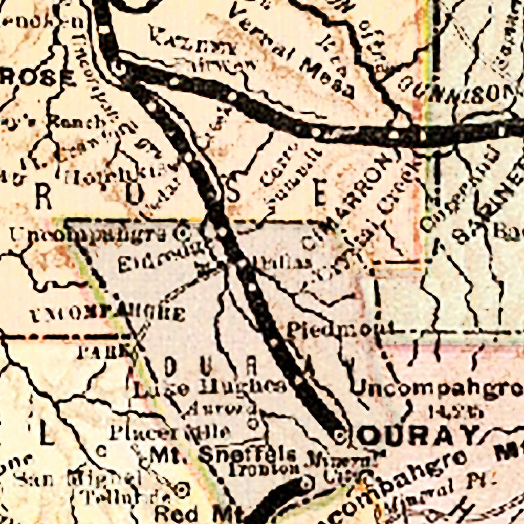 Vintage Map of Denver & Rio Grande Railroad System 1883