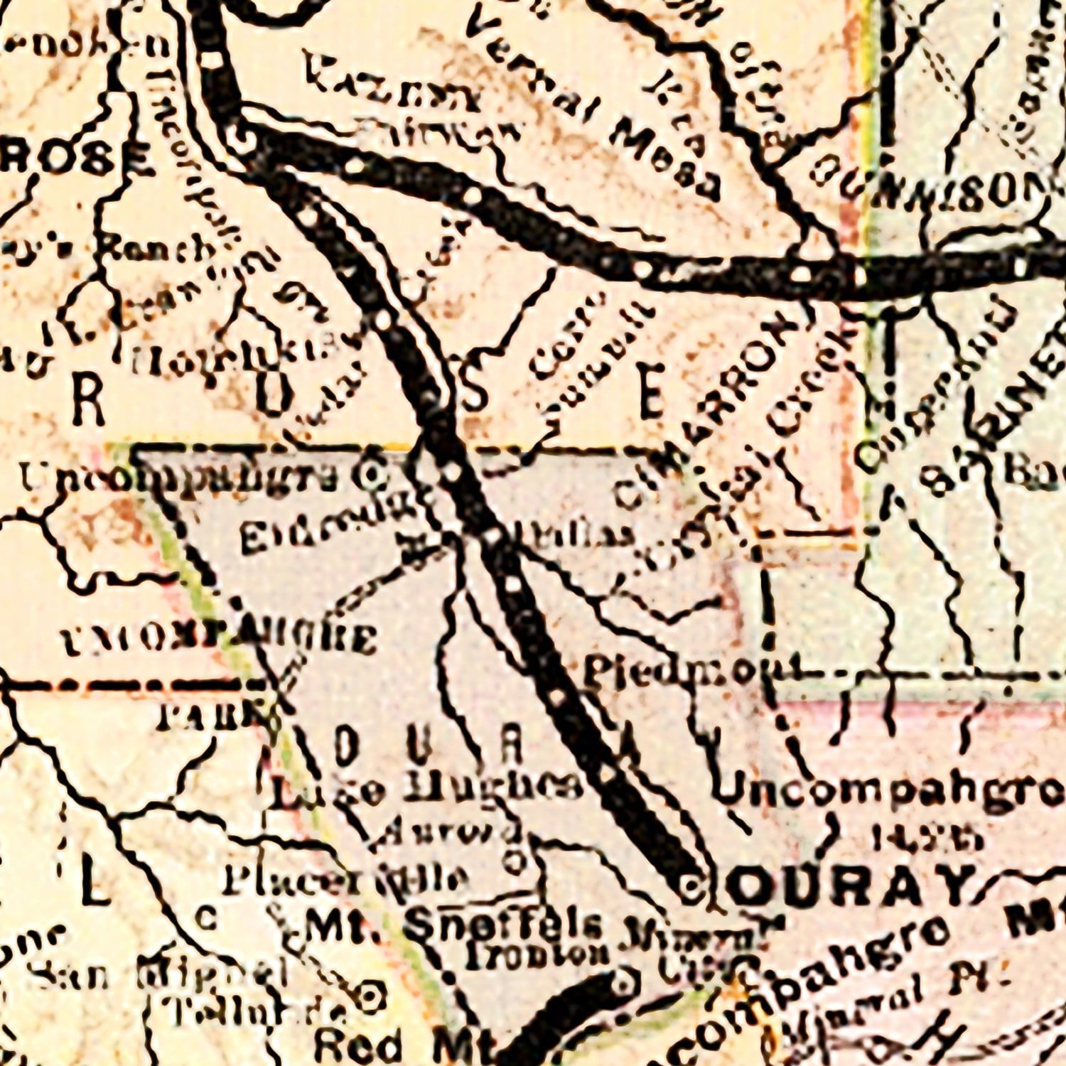 Vintage Map of Denver & Rio Grande Railroad System 1883