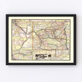 Vintage Map of Denver & Rio Grande Railroad System 1883