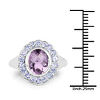 2.53 Carat Genuine Amethyst and Tanzanite .925 Sterling Silver Ring