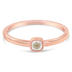 14K Rose Gold Plated .925 Sterling Silver 1/20 Carat Diamond Square Cushion-Shaped Miracle Set Petite Fashion Promise Ring (J-K Color, I1-I2 Clarity) - Size 6