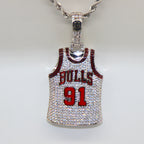 Chicago Bulls Dennis Rodman #91 Jersey Pendant Necklace – Premium Zircon Basketball Fan Gift
