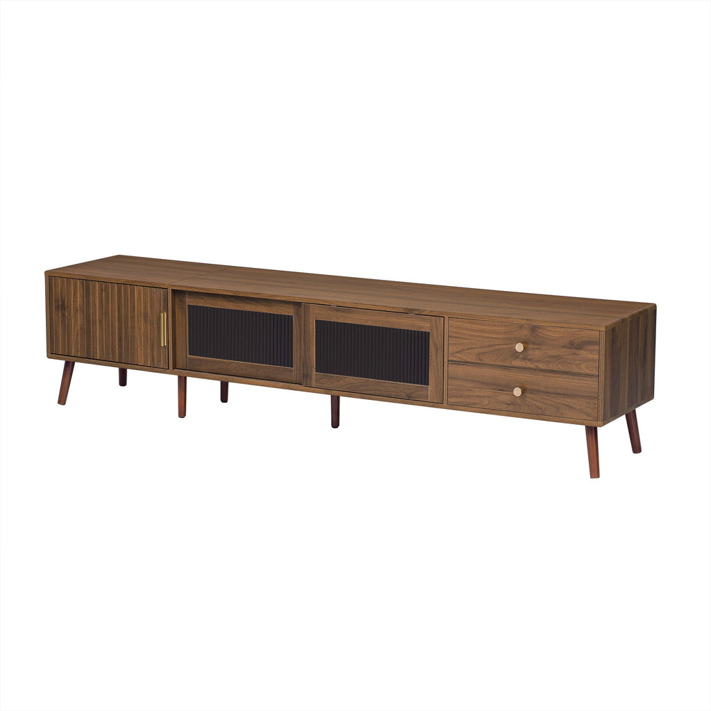 Doors TV Stand For TVs Up To 85", With Storage Cabinets - Natural