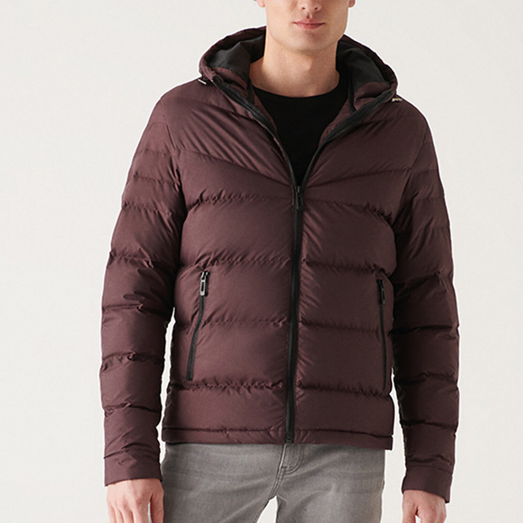 Water Repellent Windproof Quilted Coat // Claret Red