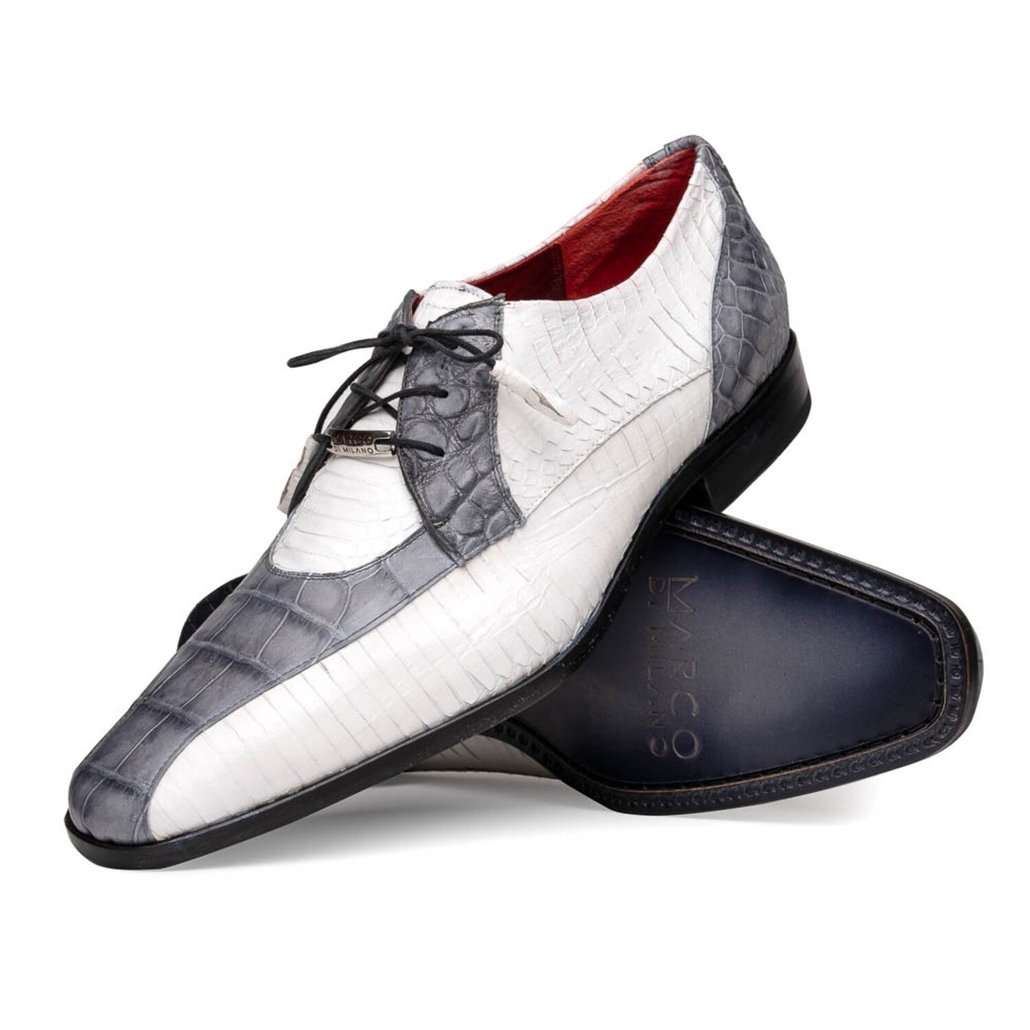 Moncalieri // Alligator + Cobra Skin Leather Oxfords // Gray + White