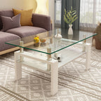Modern Rectangular Coffee Table With Tempered Transparent
