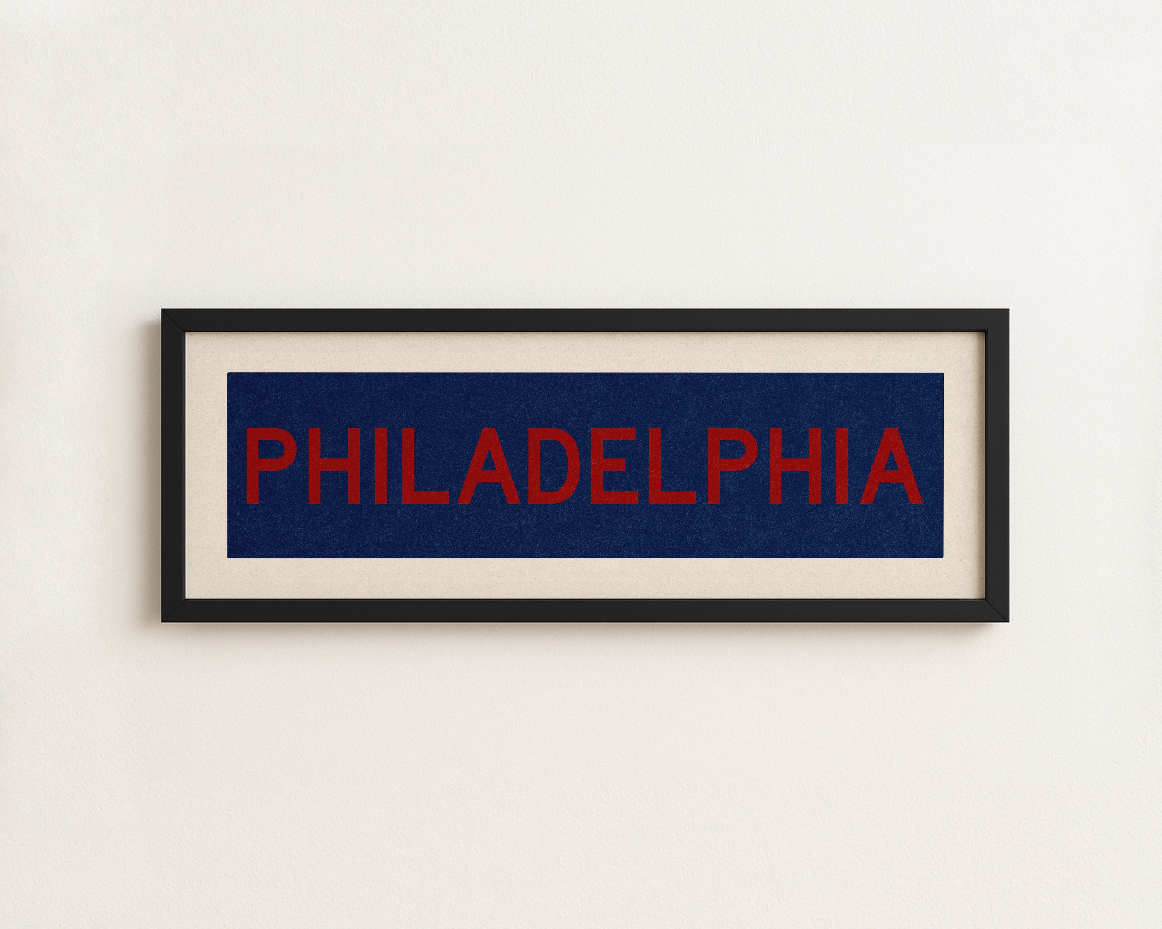 Framed Philadelphia Blue and Red Bus Scroll
