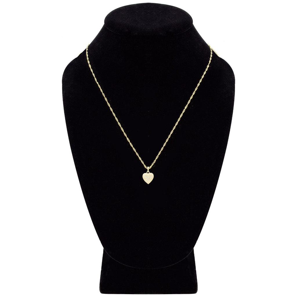 Cubic Zirconia 14K Gold Filled Circled Heart Pendant Necklace Set