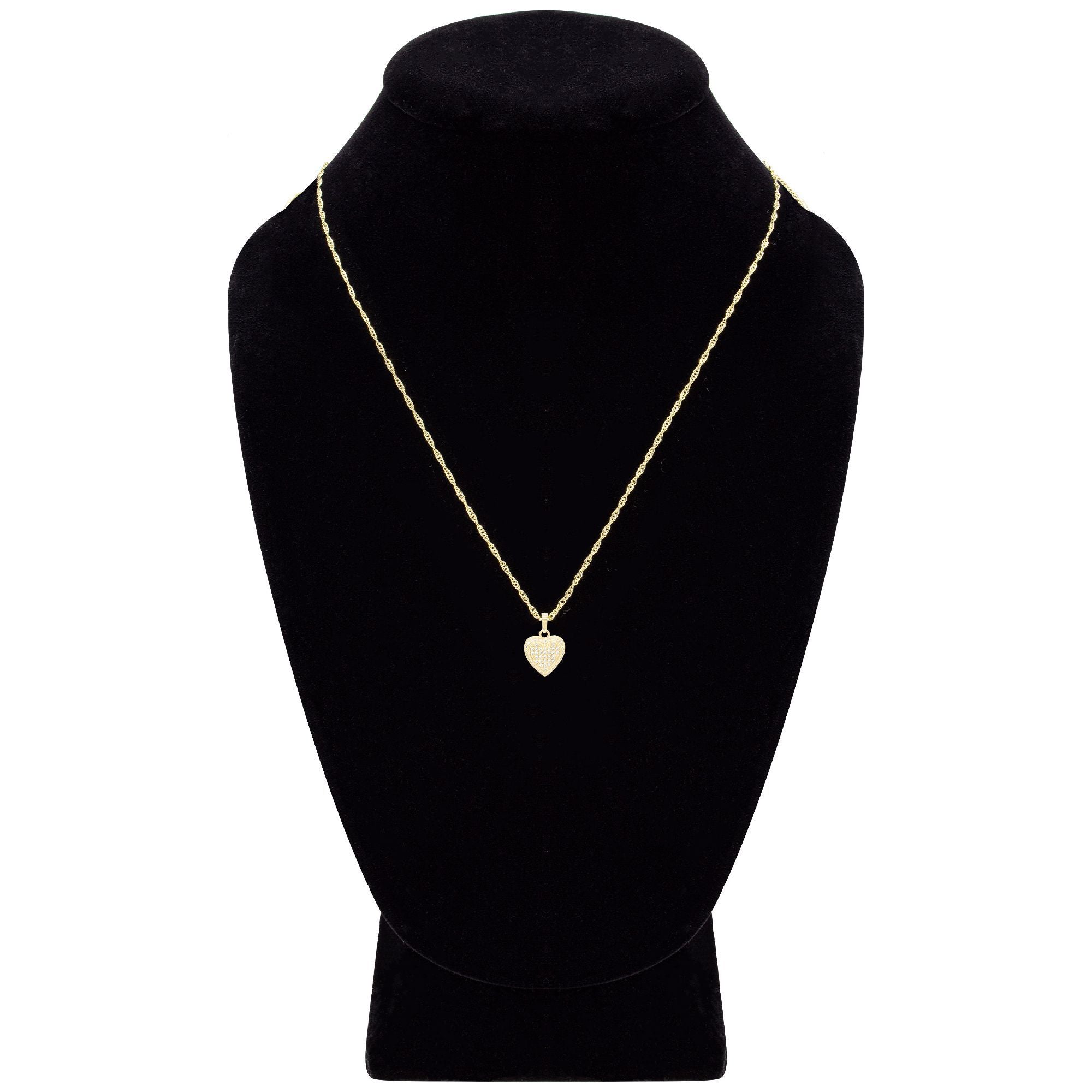 Cubic Zirconia 14K Gold Filled Circled Heart Pendant Necklace Set
