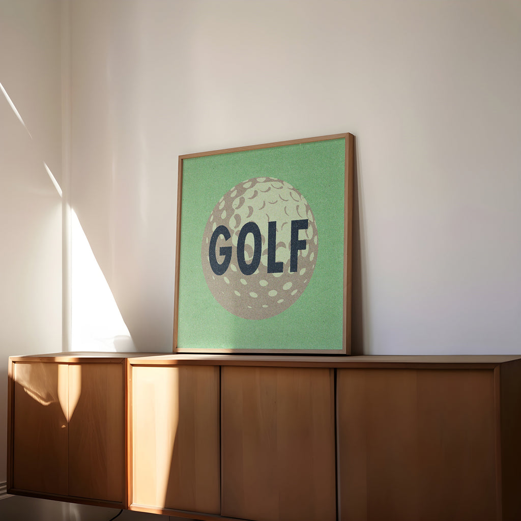 Retro Golf Ball Art Print Mint Green