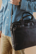 Normandy Men's Briefcase | Black Leather