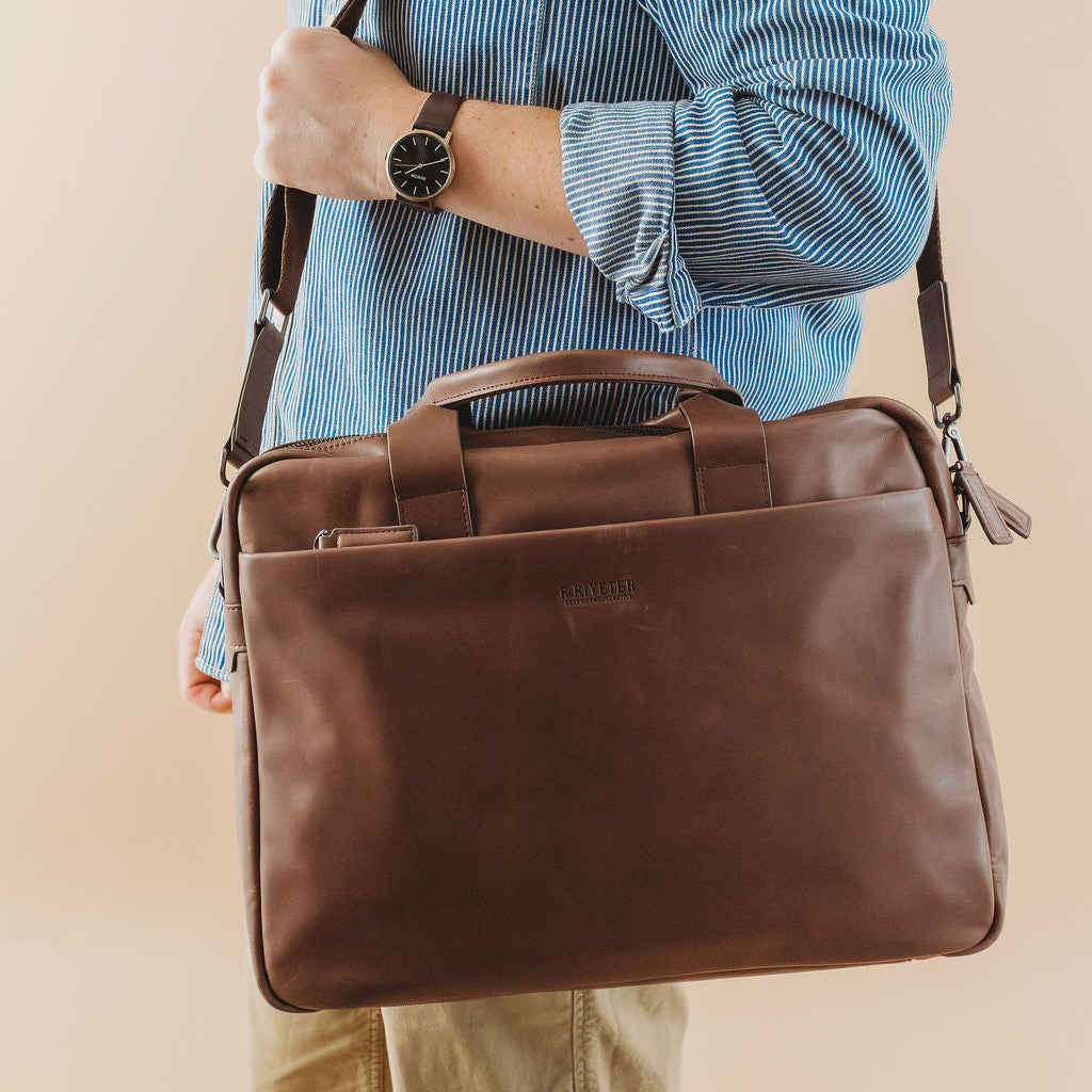 Normandy Men's Briefcase | Brown Leather