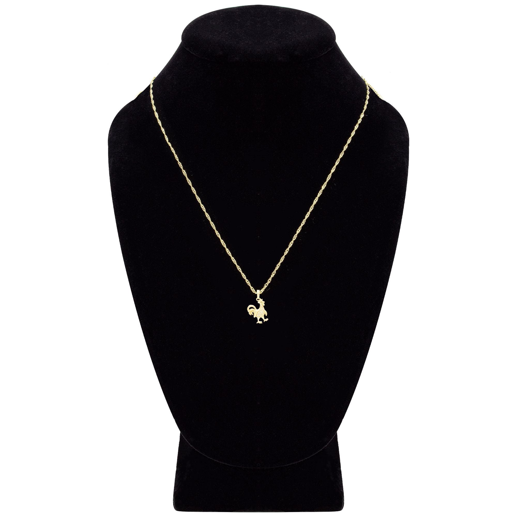 Rooster Cubic Zirconia Pendant With Necklace Set 14K Gold Filled