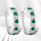 1.08 Carat Genuine Emerald and White Topaz .925 Sterling Silver Earrings