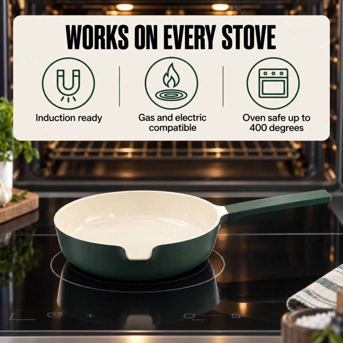 Nesting Ceramic Nonstick Cookware Set, 5-Piece