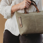 Dot Tote | Fatigue Washed Canvas + Brown Leather