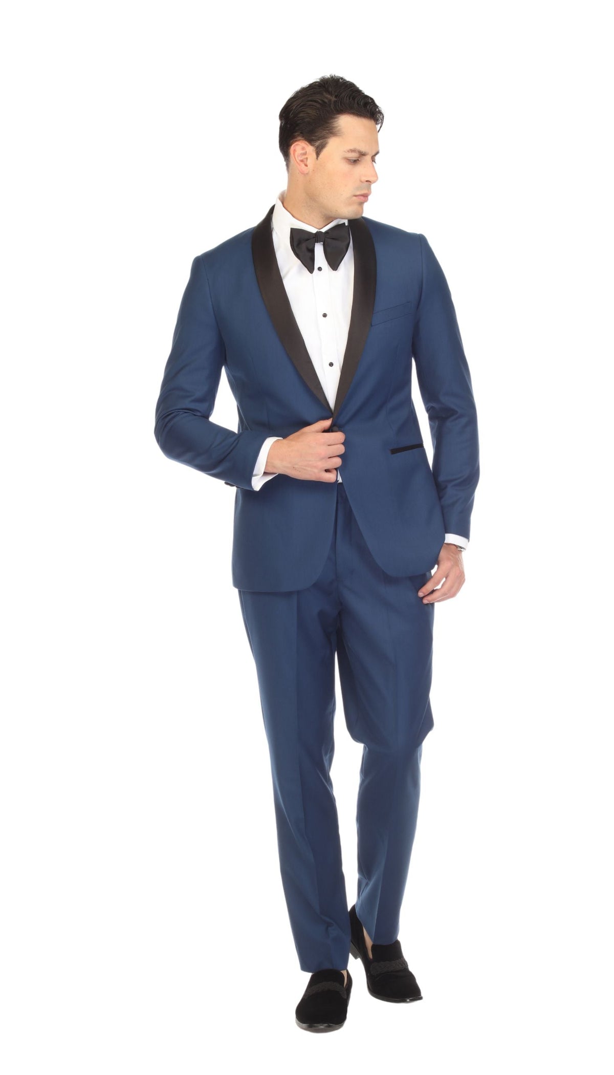 Men's Indigo Shawl Lapel Tuxedo – Slim Fit 2 Piece Suit | Ferrecci Reno