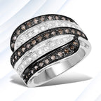 0.80 Carat Genuine Brown Diamond and White Diamond .925 Sterling Silver Ring