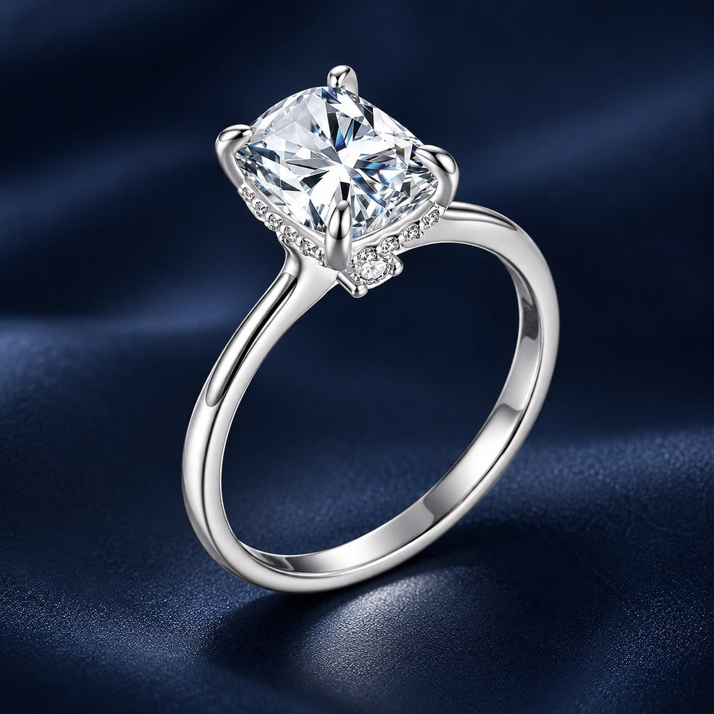 925 Sterling Silver White Gold Plated 3ct Moissanite Size 6 Ring for Women