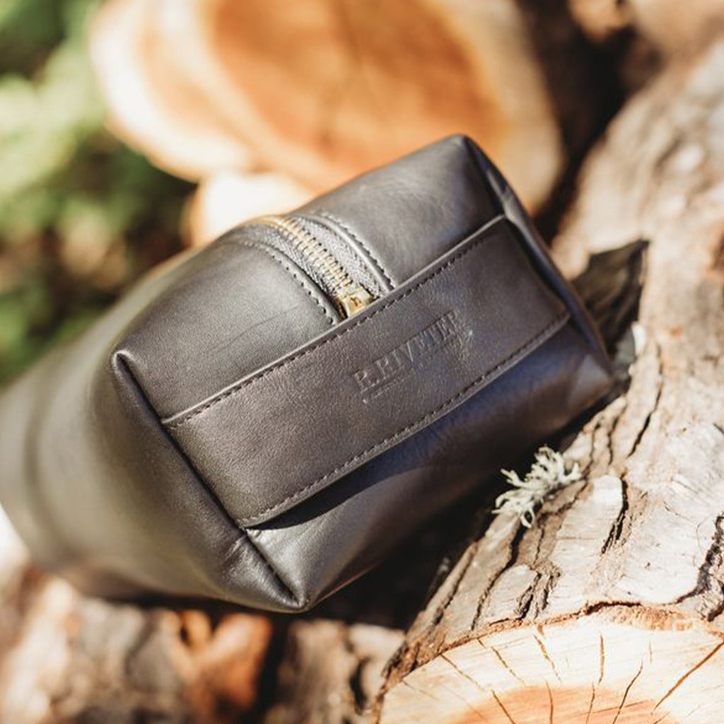 Mens Dopp Kit | Black Leather