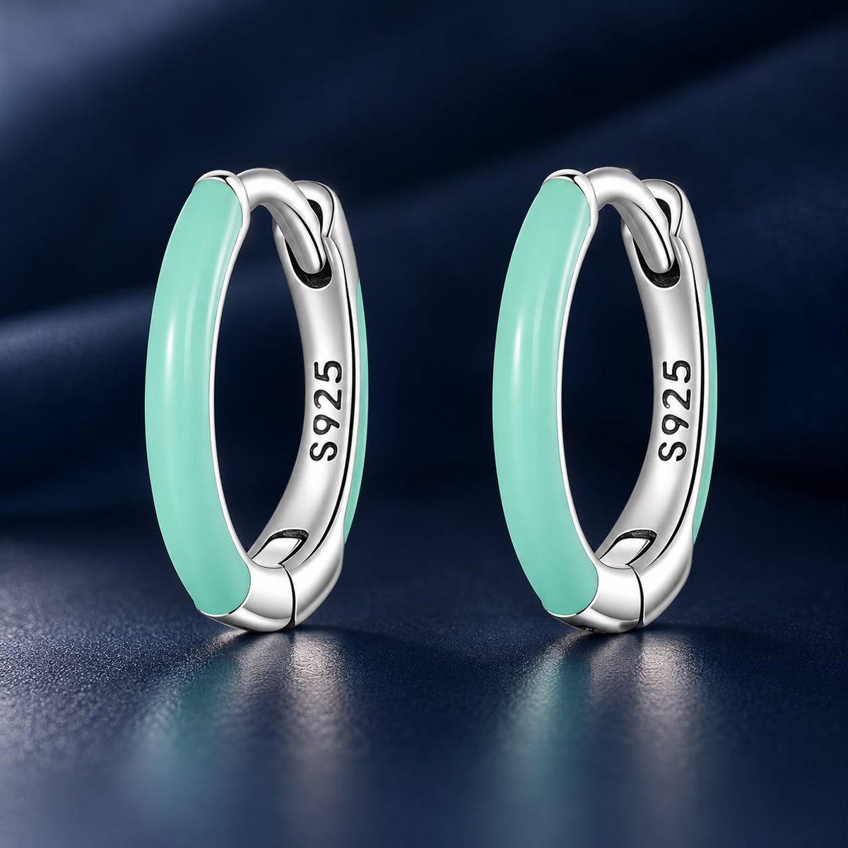 925 Sterling Silver Earrings with Enamel Finish, 1.2cm for Women
