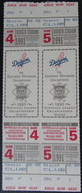 1991 Los Angeles Dodgers (2) Phantom NLCS Full Mint Tickets, Game 4/5 145447
