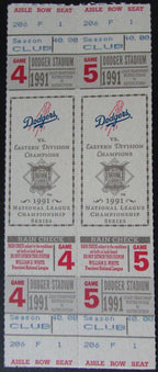 1991 Los Angeles Dodgers (2) Phantom NLCS Full Mint Tickets, Game 4/5 145447