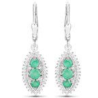 3.52 Carat Genuine Zambian Emerald and White Topaz .925 Sterling Silver 3 Piece Jewelry Set (Ring, Earrings, and Pendant w/ Chain)