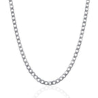 Rhodium Plated 4.7mm Sterling Silver Curb Style Chain