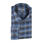 Jake Long Sleeve Checkered Pocket Collar Button-Up Shirt // Blue