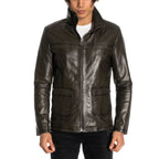 Aden Leather Jacket // Khaki