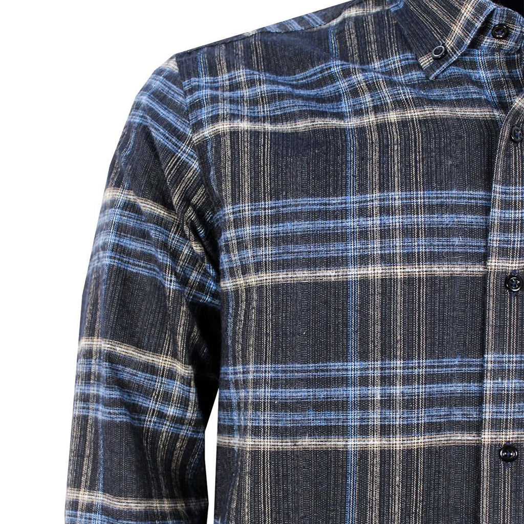 Sean Long Sleeve Checked Pocket Shirt // Black